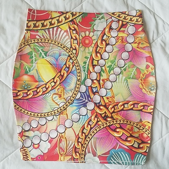 Cleo Baroque Print Bodycon Mini Skirt - Picture 1 of 1
